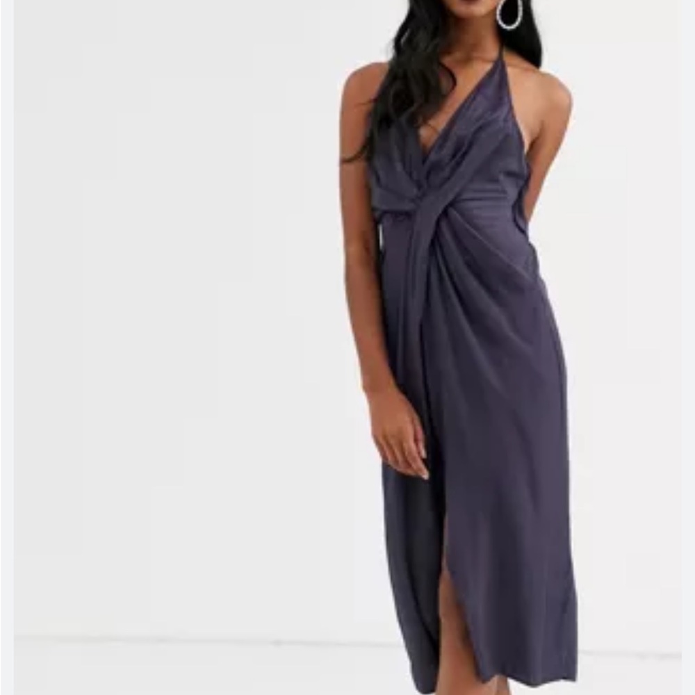 ASOS Design Halter Neck Dress, Drape Waist, NWT, Size US 10